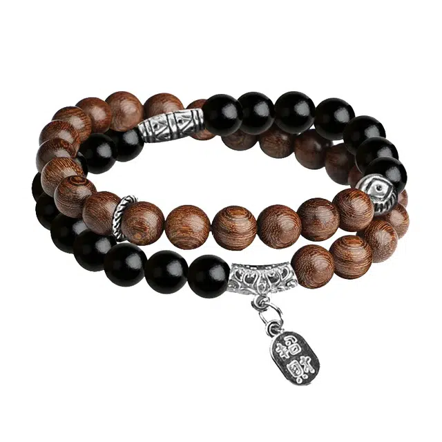 琛宬 【财运滚滚福气满满】招财吸金财源广进新中式复古国风文玩佛珠转运上岸多圈叠戴时尚#好运 金丝檀木 木作手串 男女同款情侣款