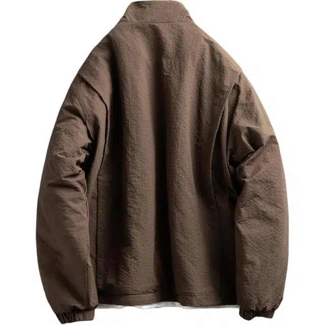 宫奴 日系休闲潮牌简约纯色贴条保暖立领棉服 男女同款