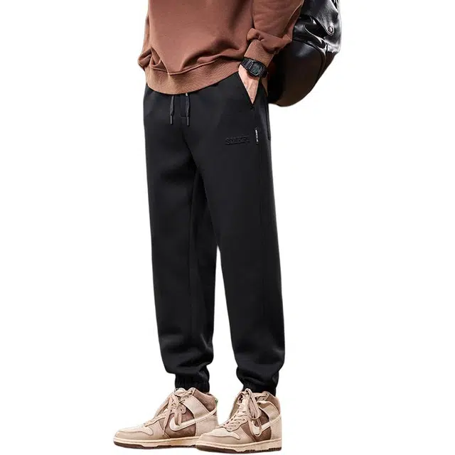协协乐 高街纯色哈伦九分束脚裤春秋季宽松美式潮牌工装裤百搭青少年弹力抽绳痞帅运动长裤休闲裤 男款