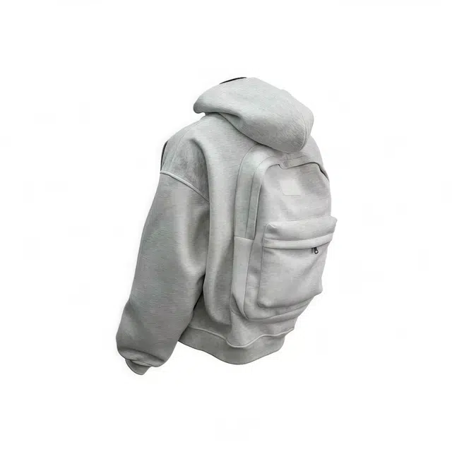 虫小绿 美式高街重磅立体背包连帽开衫拉链外套春秋季个性小众高级设计感学生实用休闲宽松百搭卫衣 男女同款