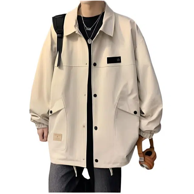 木木兔 美式高街重磅男士长袖外穿冬季休闲秋冬穿搭轻奢潮流百搭衣服冬天国潮宽松翻领时尚开衫外套夹克 男款