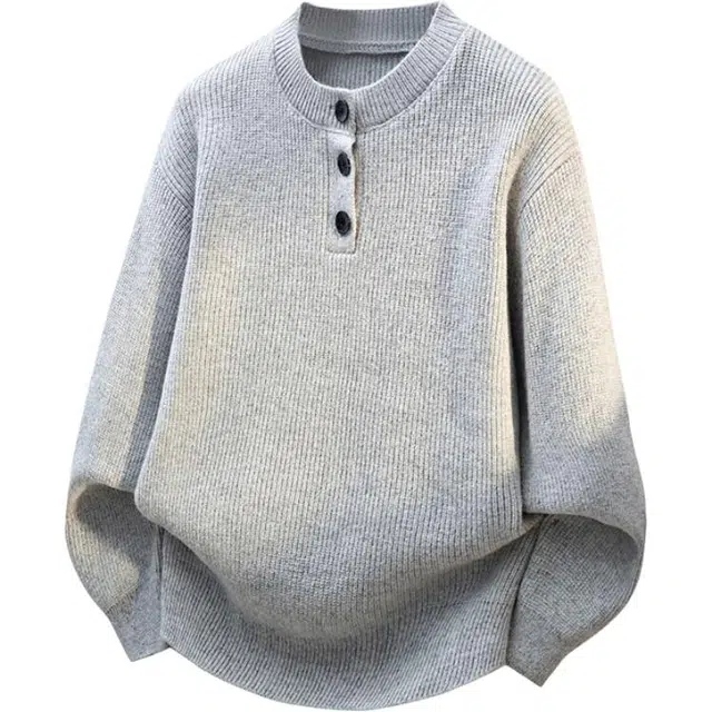 马员外 纯色秋冬季圆领百搭潮流简约加厚保暖针织衫 男款