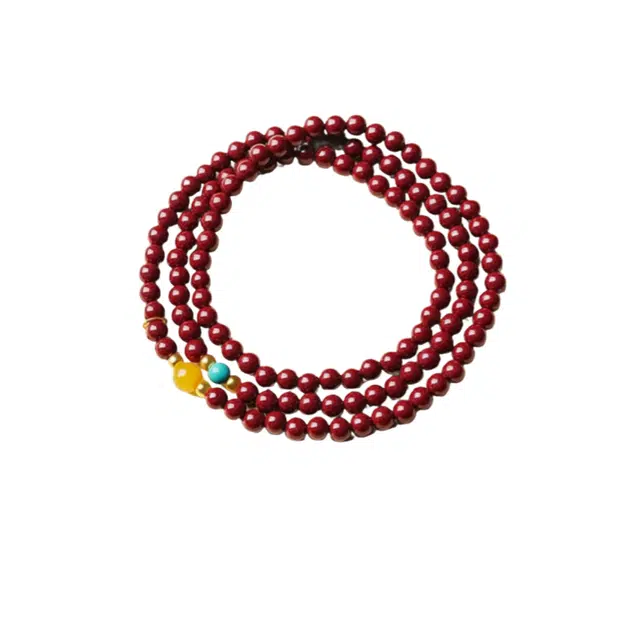 茂琼 吉祥如意万事顺遂好运连连新中式国潮民族风转运珠念珠红色三圈本命年时尚百搭潮流高级手饰文玩念珠 朱砂 手串 女款