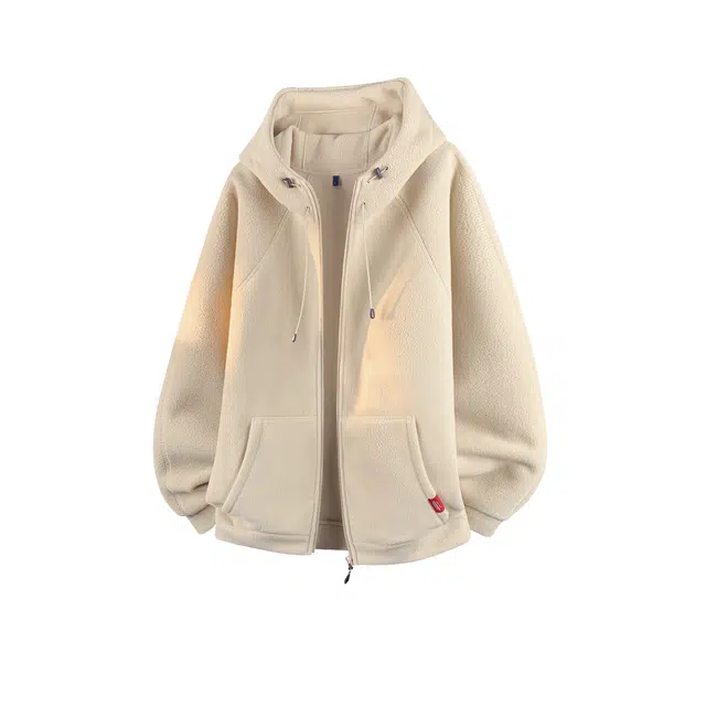 孜讯 美式复古纯色经典简约基础款潮牌奥粒绒开衫上衣百搭宽松时尚舒适日常通勤休闲连帽卫衣 男女同款