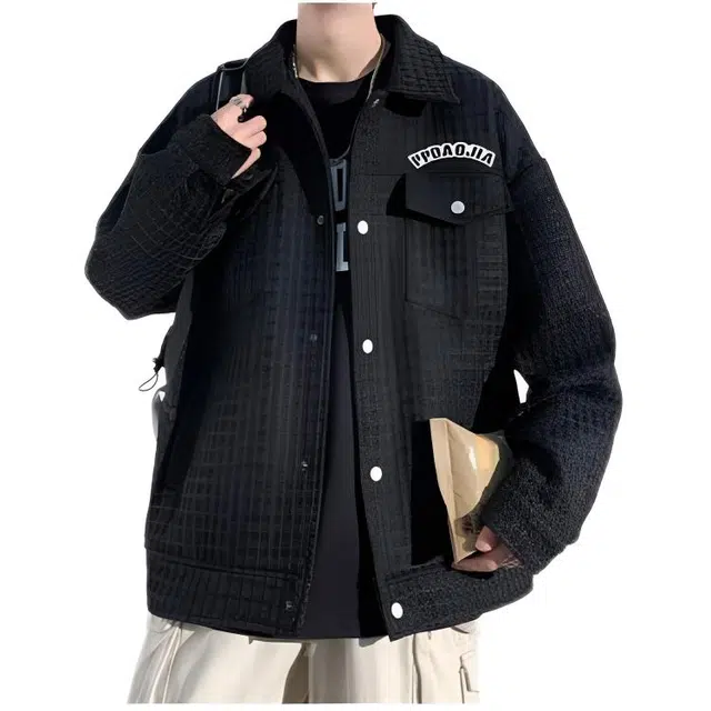 木木兔 美式高街重磅男士长袖外穿冬季休闲秋冬穿搭轻奢潮流百搭衣服冬天国潮宽松小香风工装潮牌外套夹克 男款
