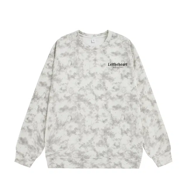 诗丹帝国 扎染圆领外套春秋美式高街重磅情侣款宽松大码学生上衣卫衣 男款