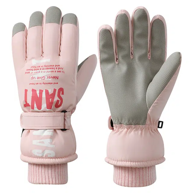 南极人 冬季保暖加绒专业雪山登山防泼水骑行防滑触屏户外防风防寒东北御寒 加厚 滑雪手套 女款