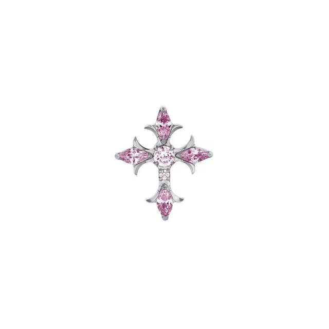 尚先生 复古鸢尾花十字架高级感内螺旋小耳饰#好运 钛钢 耳钉 男女同款情侣款