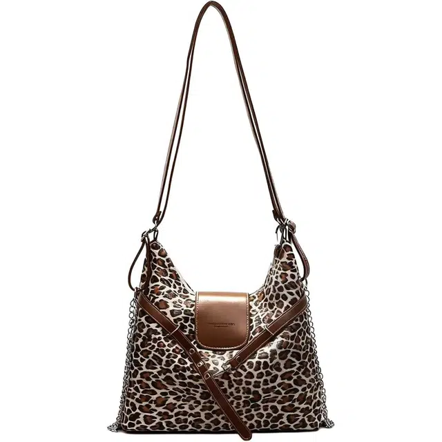 單倉 洋气豹纹多功能日常通勤百搭小众时尚设计高级感 皮绒 单肩双肩包 女款 多色