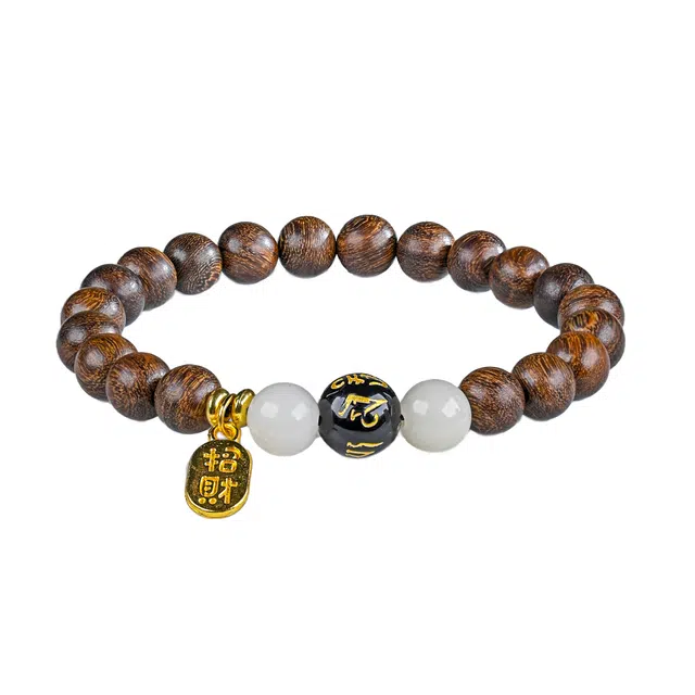 灵晔 新中式国潮好运连连高级文玩小众简如意步步高升轻奢转运新颖出街平安顺遂#好运 金丝檀木 手串 男女同款情侣款