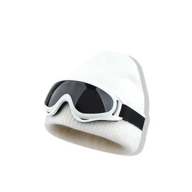 【冬日必备~通勤百搭】 攸委 护目眼镜针织兔毛滑雪帽子女秋冬加厚保暖加绒时尚经典 涤纶 毛绒绒线帽飞行员护耳帽冷帽 男女同款情侣款