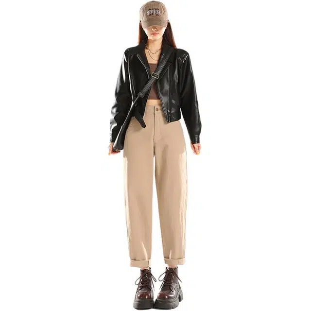 淑好百 大码春秋季直筒高腰牛仔裤 女款