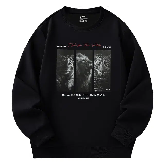 贵人鸟 生活系列 户外山系动物图案字母印花宽松休闲针织圆领卫衣 男女同款