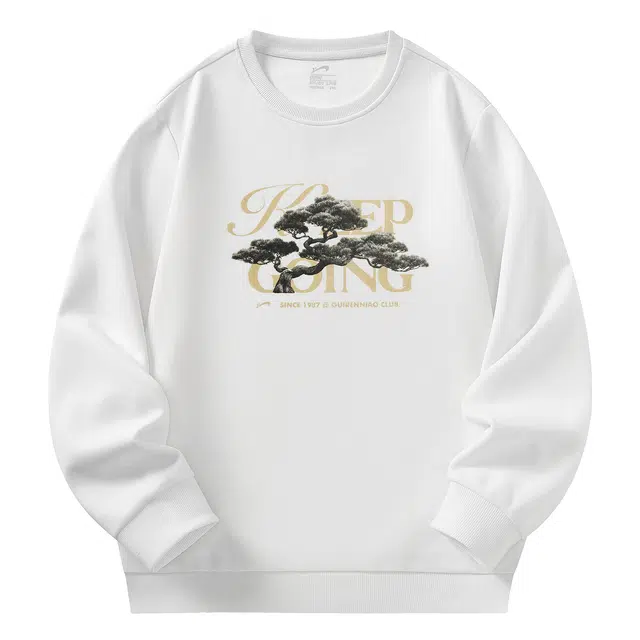 贵人鸟 生活系列 创意趣味松树字母印花宽松休闲舒适针织圆领卫衣 男女同款