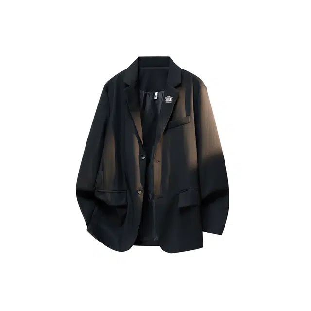 喜羊羊与灰太狼 简约轻奢英伦高级感基础款日常通勤翻领外套可拆卸灰太狼金属徽章美式复古休闲宽松时尚百搭痞帅无性别西装 男女同款