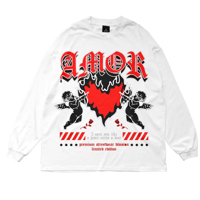 【丘比特之箭】极限涡轮 美式复古卡通人像印花宽松休闲情侣装百搭圆领套头卫衣 男女同款