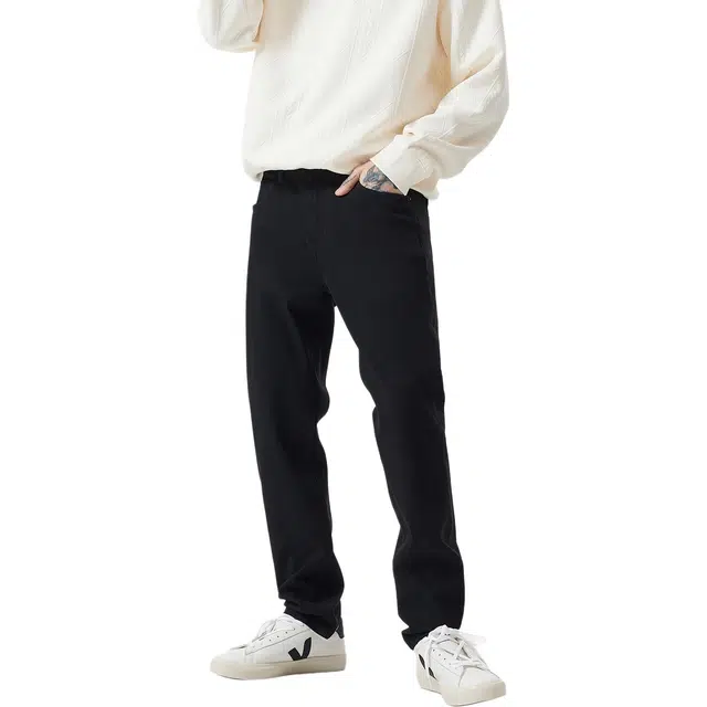 逆腾 秋季长裤子男美式潮牌四面弹直筒裤男士水洗修身小脚牛仔裤 男女同款