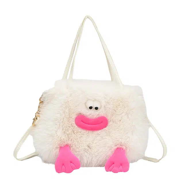 度森袋鼠 可爱风软妹学生通勤 毛绒 斜挎手提包 女款 多色