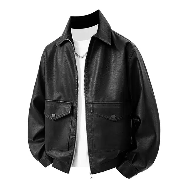 马员外 春秋季时尚韩版休闲防风翻领纯色简约百搭夹克 男款