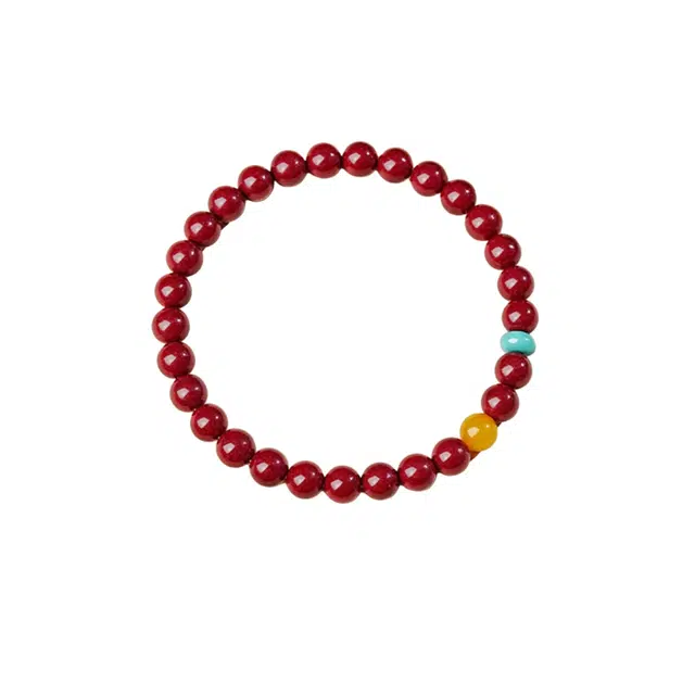 茂琼 平安喜乐万事顺遂好运连连中式复古国潮简约设计佩戴红色手链本命年潮流时尚高级精致手饰品文玩盘玩念珠 朱砂 手串 女款