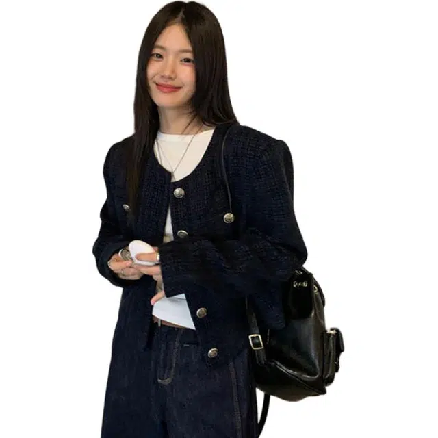 邓大喵 短款小香风外套女春秋单排扣复古法式气质百搭上衣休闲夹克 女款