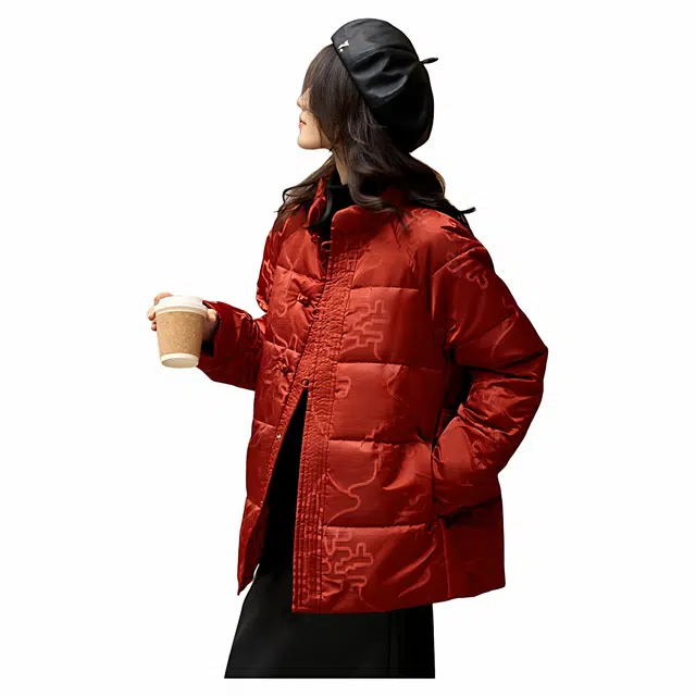 佐塞斯 高端品质轻奢新中式提花立领棉衣冬季喜婆喜妈婚宴保暖外套棉服 女款