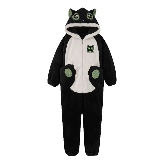 俏霓桐 冬季保暖蓄温加厚加绒连帽甜美可爱卡通舒适长袖上衣可外穿长裤家居连体衣 女款