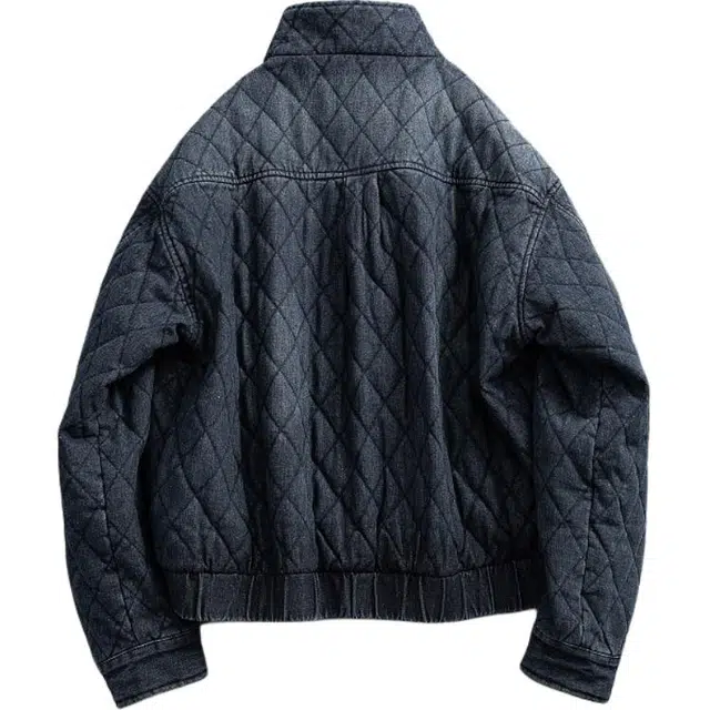 宫奴 日系复古潮牌做旧菱形格绗线宽松阔版夹棉牛仔棉服 男女同款