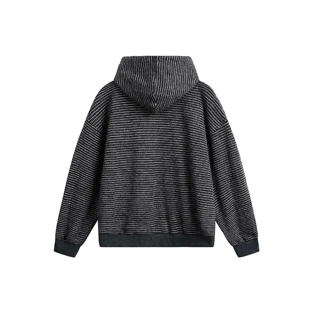 欧路得 复古绒感条纹连帽开衫男秋季宽松百搭慵懒感外套美式休闲夹克卫衣 男款