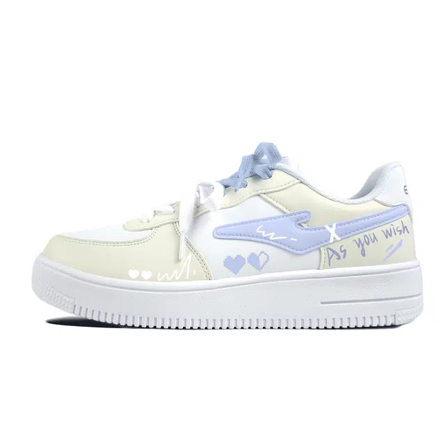 【定制球鞋】鸿星尔克 空军一号 小清新 小众学院风 手绘 可爱简约 时尚百搭 舒适 心心相连 防滑耐磨 低帮 板鞋 男女同款