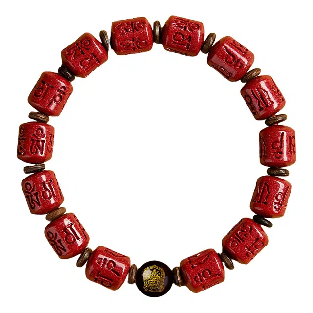 子婳 招财转运顺逐佛小众精致复古民族风雕刻设计六字真言#好运 朱砂 手串 男女同款情侣款