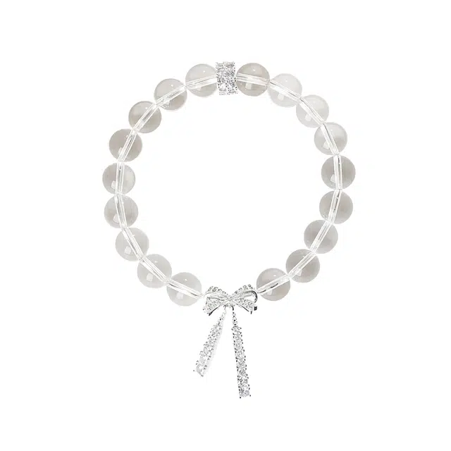 前方大荒野 冰晶蝴蝶结透亮晶莹温柔文雅清新独特气质轻奢典雅时尚小众设计百搭#好运 琉璃 手串 女款