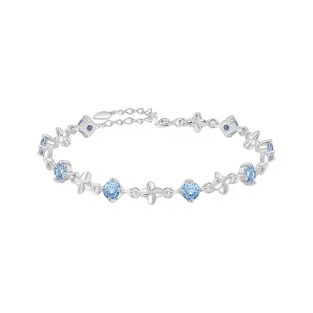 前方大荒野 海蓝四叶草镶钻链清新海洋温柔甜美浪漫迷人精致时髦轻奢独特时尚小众设计#好运 琉璃 手链 女款