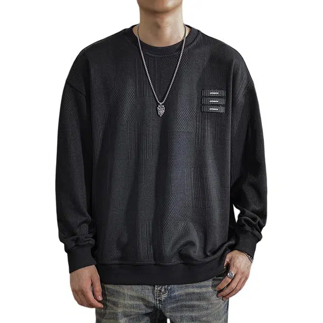 遨宇 美式复古休闲经典极简风圆领上衣潮牌设计感百搭户外卫衣 男款