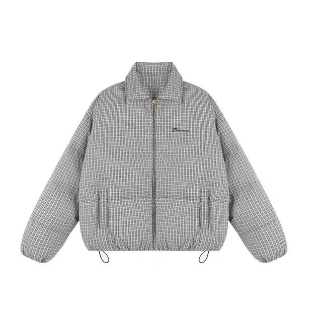 BEETLE TOWN Retro Plaid Puffer Jacket