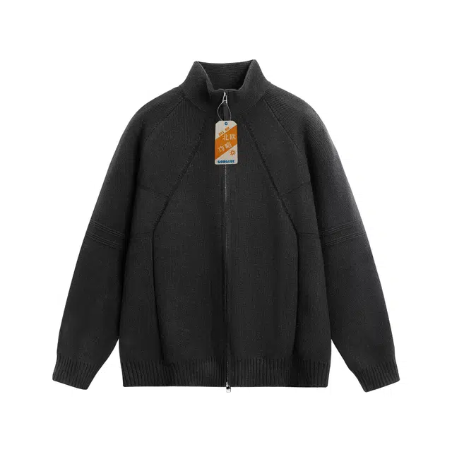 北欧攻略 韩系立领小众宽松休闲复古高质量针织衫 男女同款