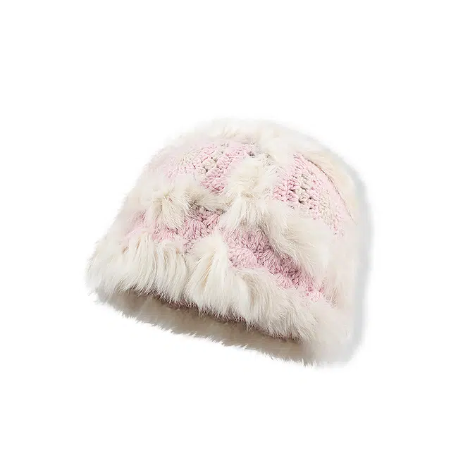【通勤出街~氛围感】 攸委 可爱时尚国潮醒狮帽兔毛针织毛绒帽秋冬季保暖大头围显脸小 涤纶 百搭防寒护耳绒线帽渔夫帽 男女同款情侣款