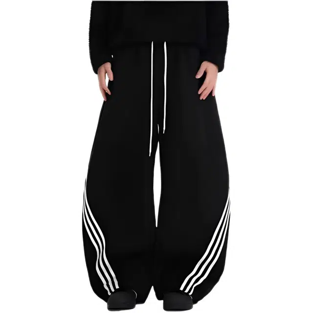 木木兔 美式三条杠重磅弯刀运动潮牌工装裤垂感休闲裤 男款