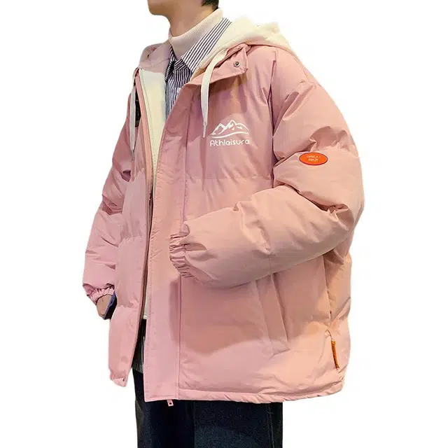 邦固依品 连帽加厚假两件百搭棉服 男款