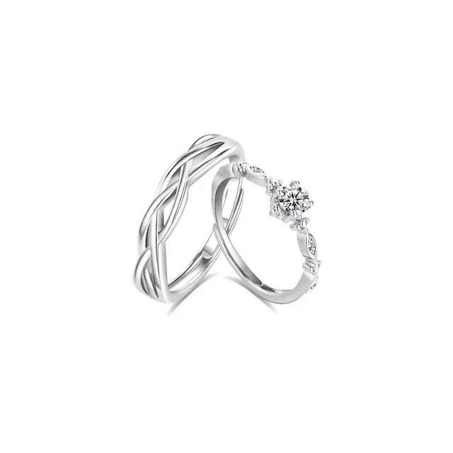 【纯银999】 凤祥囍事 老凤祥 经典百搭小众设计简约时尚星河灿烂爱意满满学生日常轻奢甜蜜高级感开口可调节 锆石 戒指 男女同款情侣款