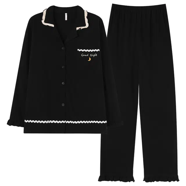 帕兰朵 春秋柔软棉女长袖开衫家居服纯棉大码可外穿空调服舒适睡衣套装 女款
