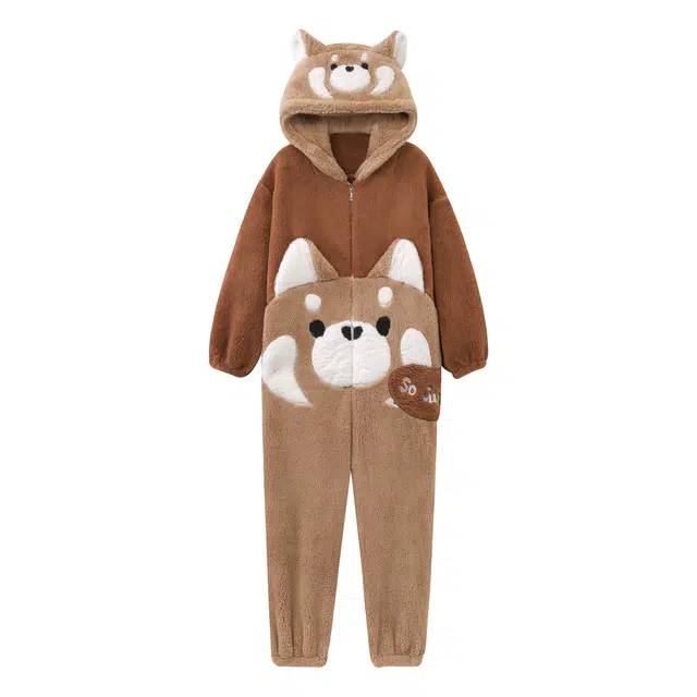 俏霓桐 卡通休闲加厚加绒珊瑚绒可爱青少年学生时尚家居服睡衣连体衣 男女同款