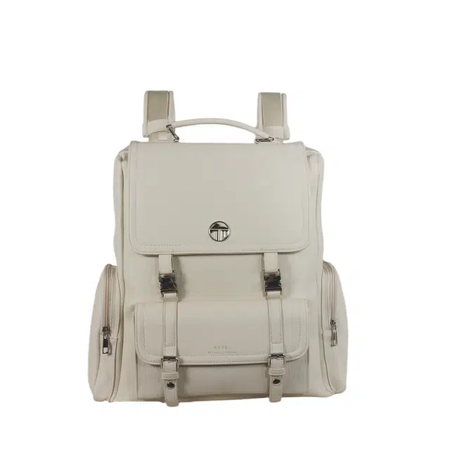 古袋人 实用学院百搭纯色 超纤 双肩包 常规 女款 白色/黑色