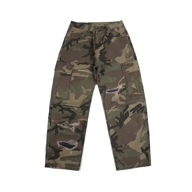 虫小绿 美式复古工装风迷彩直筒时尚潮流设计感宽松舒适百搭休闲裤 男女同款