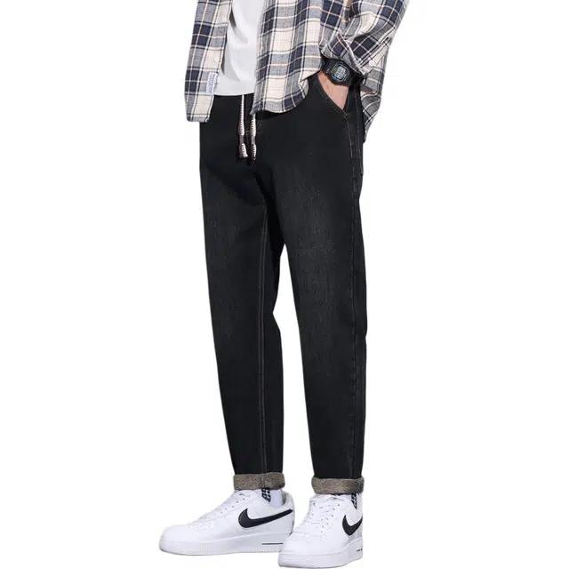 瑞梵帝斯 秋季美式复古情怀直筒休闲潮牌厚款百搭舒适亲肤高街潮流男装长裤显瘦显高青少年通勤外穿高级感牛仔裤 男款