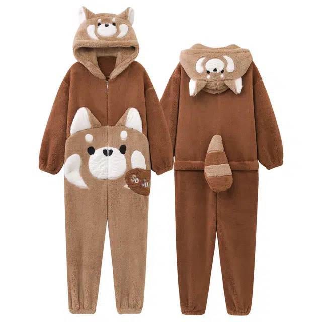 俏霓桐 卡通休闲加厚加绒珊瑚绒可爱青少年学生时尚家居服睡衣连体衣 男款