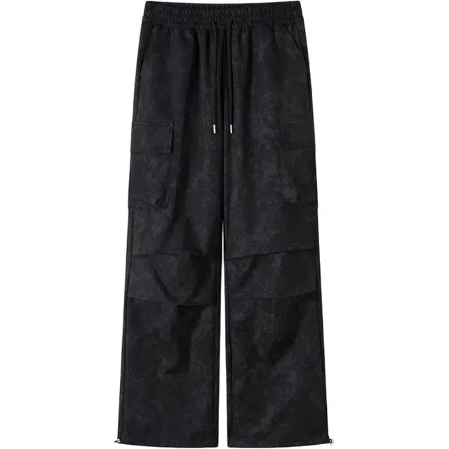 米囹 高腰直筒阔腿迷彩运动裤扎染工装裤