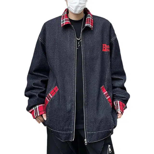 冈哉 水洗翻领美式复古街头百搭慵懒休闲宽松夹克外套 男女同款