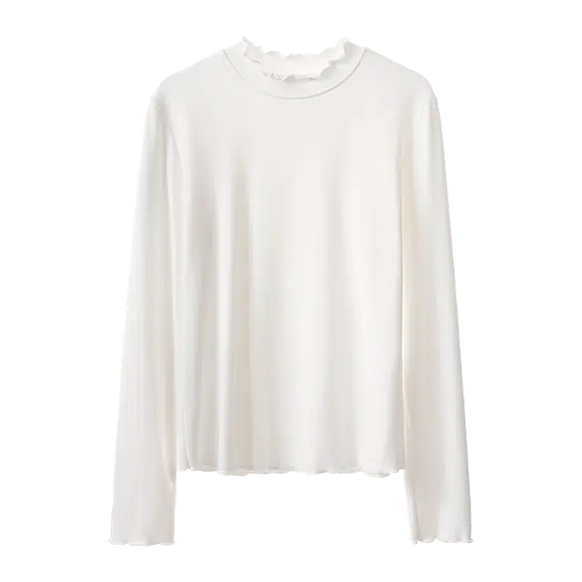 内在密码 柔软蚕丝打底衫女内搭贴身显瘦木耳边半高领加绒长袖秋冬保暖上装 女款