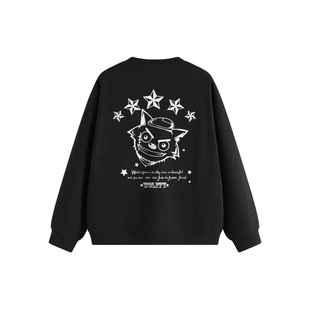 喜羊羊与灰太狼 美式复古高街时尚潮流卡通动漫印花休闲宽松日常通勤纯棉亲肤舒适落肩套头学生党叠穿内搭打底长袖圆领卫衣 男女同款